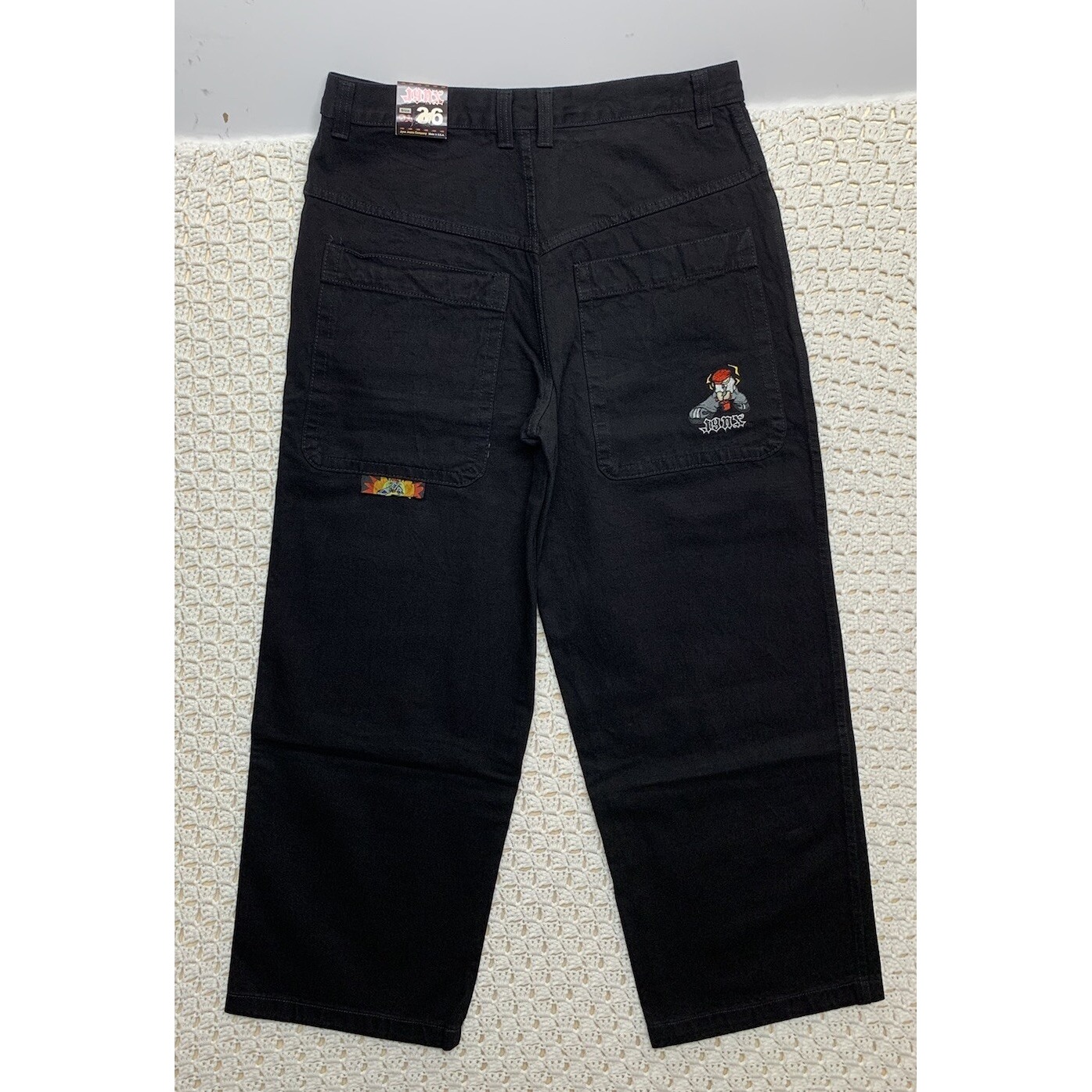 Vintage 90s Jynx Jeans Men Size 36x31 Wide Baggy Skater Black Denim Cotton Usa